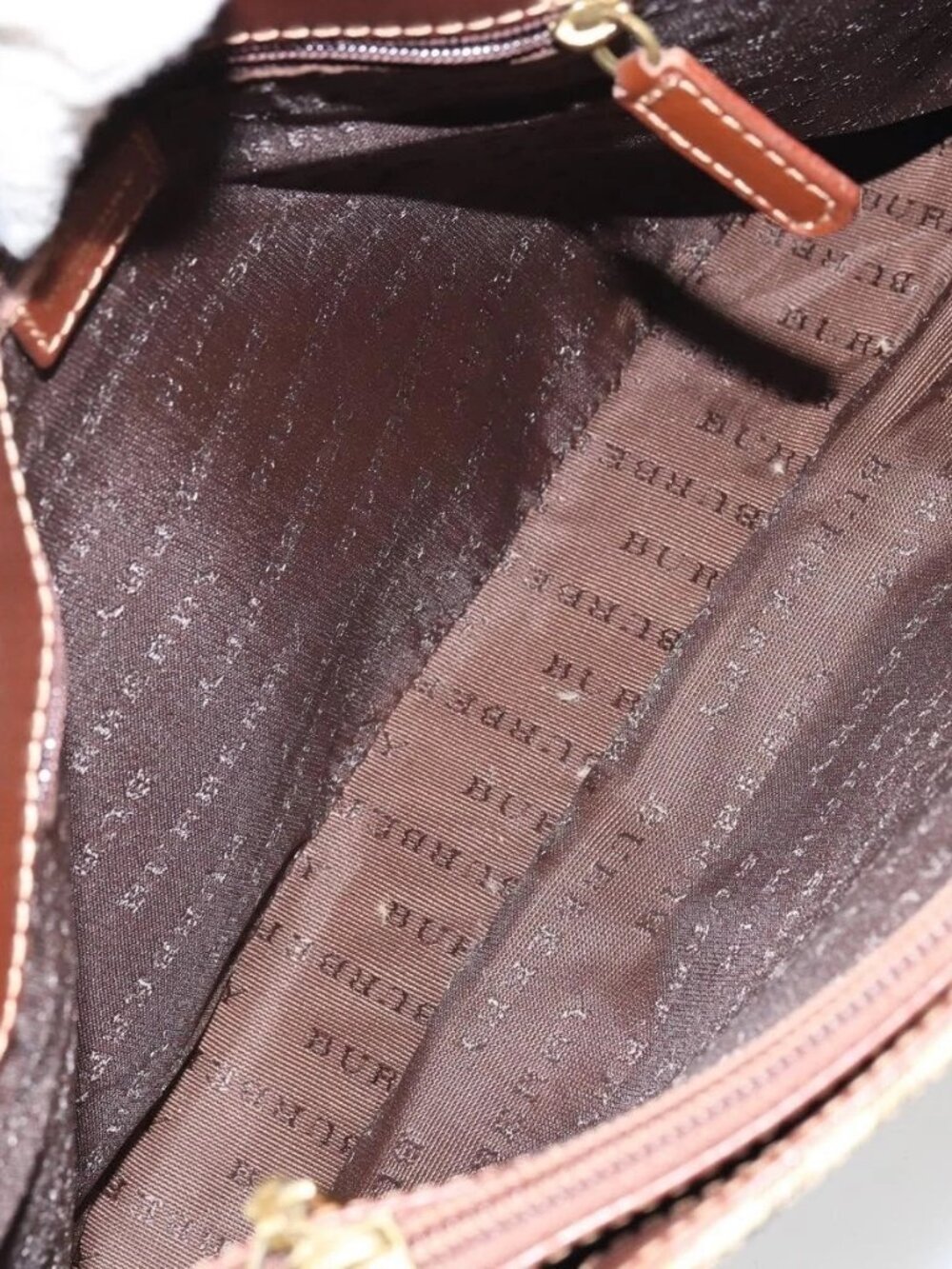 BURBERRY Nova Check Hand Bag PVC Beige Gold Auth BA8952 - Picture 11 of 16